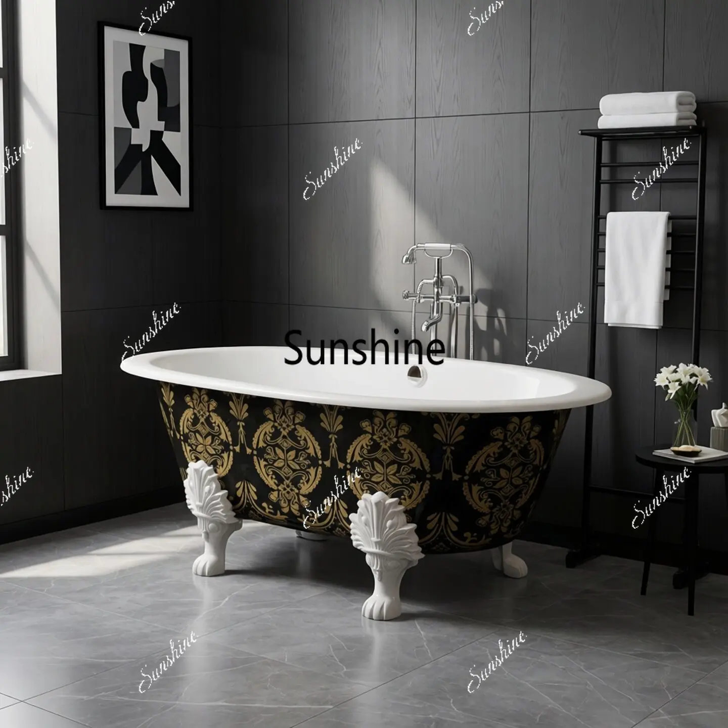 Color Cast iron enamel concubine European style independent large bathtub with feet