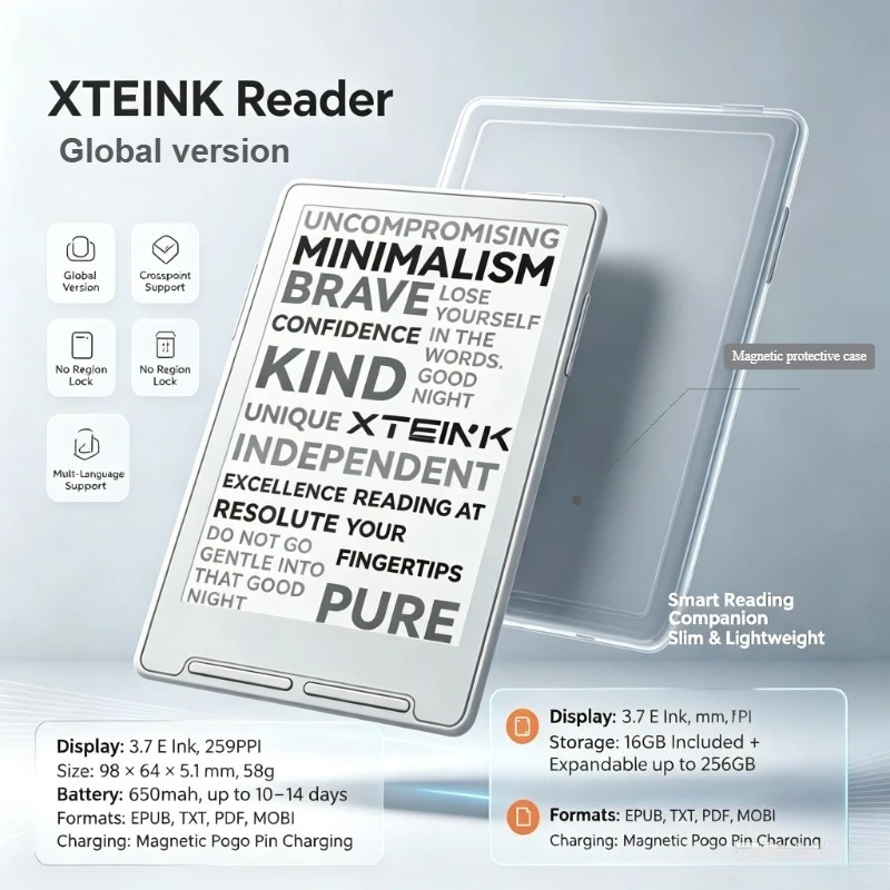International XTEINK X3 E-ink Reader with Magnetic Protective Shell Support CrossPoint Firmware No Region Lock X3 E-book Reader