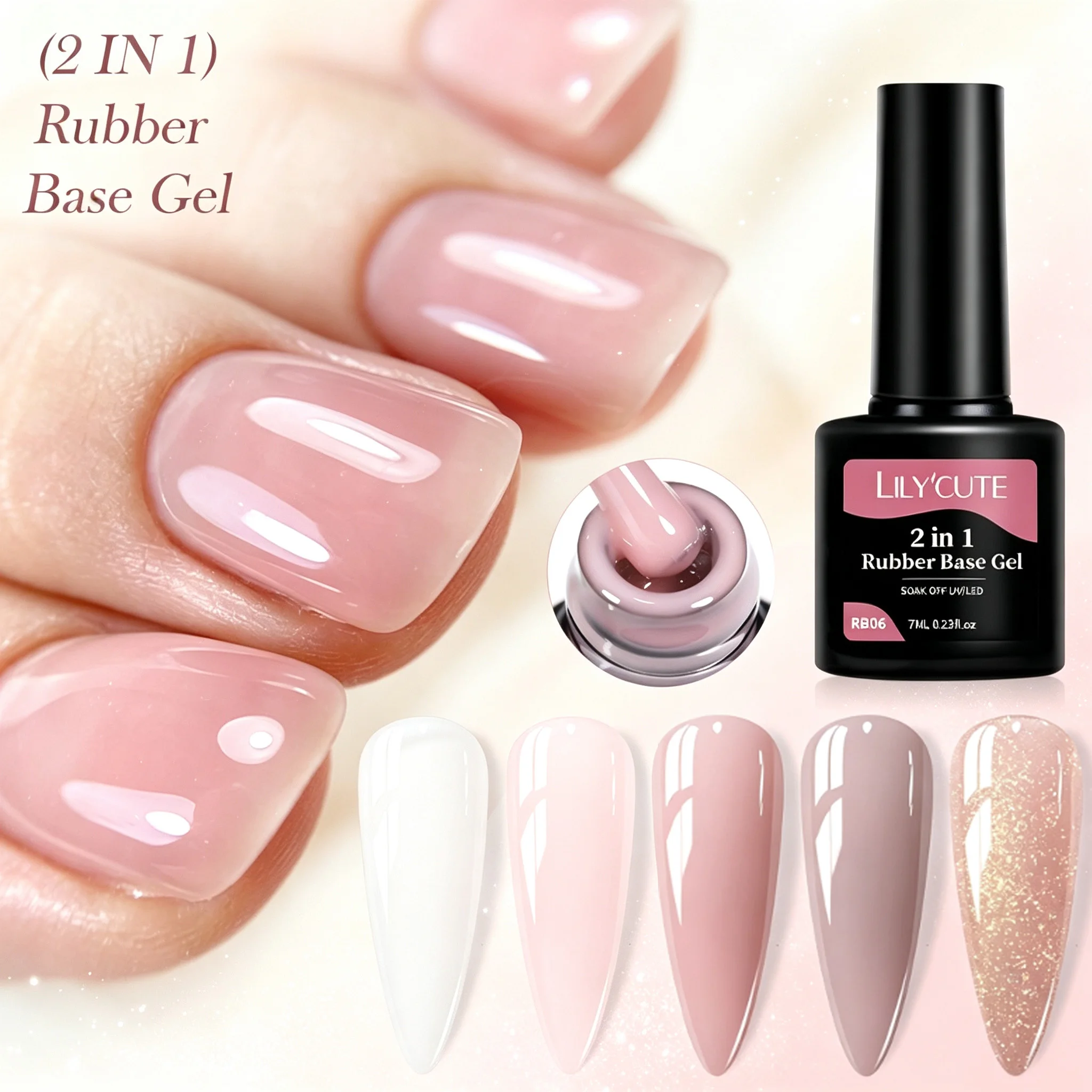 LILYCUTE 1pc 7ML Nude Rubber Base Gel Milky White Effect Self-leveling Soak Off UV Gel Varnish Great Coverage For Nail Varnish