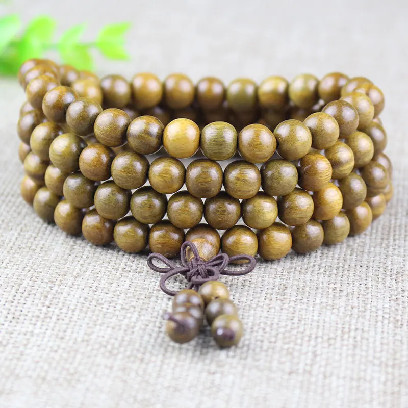 South American Green Bracelet 108 Buddha Beads Holy Sandalwood Wooden Jewelry for Men and Women
