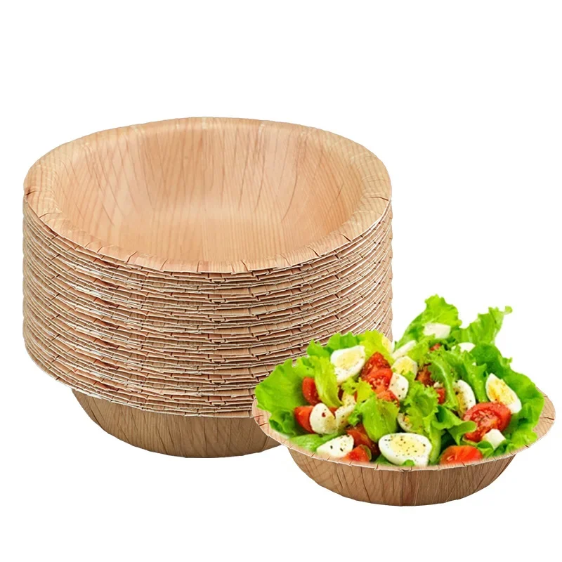 

10pcs Wood Grain Bowls Salad Bowl Tableware Yogurt Bowl Disposable Bowls Small Sauce Dish Birthday Family Party Outdoors Bowl