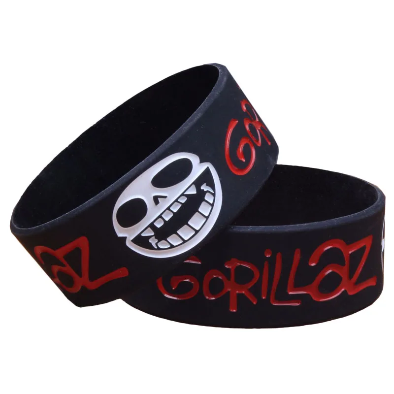 1PC England Music Band Gorillaz Silicone bracelet Hip-Hop Music Singer Wide Black Slicone Wristbands Music Fans Bangles SH313