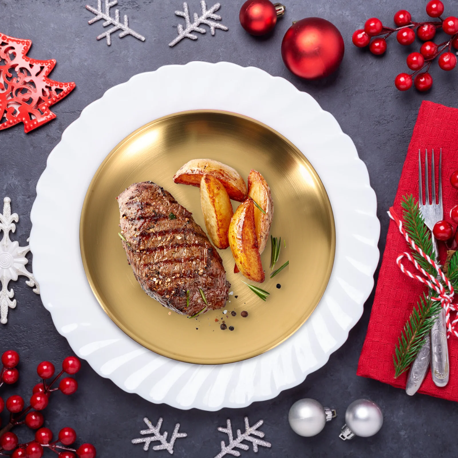 

6 шт. тарелки из нержавеющей стали, золотые, серебряные, круглые тарелки для салата, закусок, небьющаяся кухонная посуда, сервировка закусок