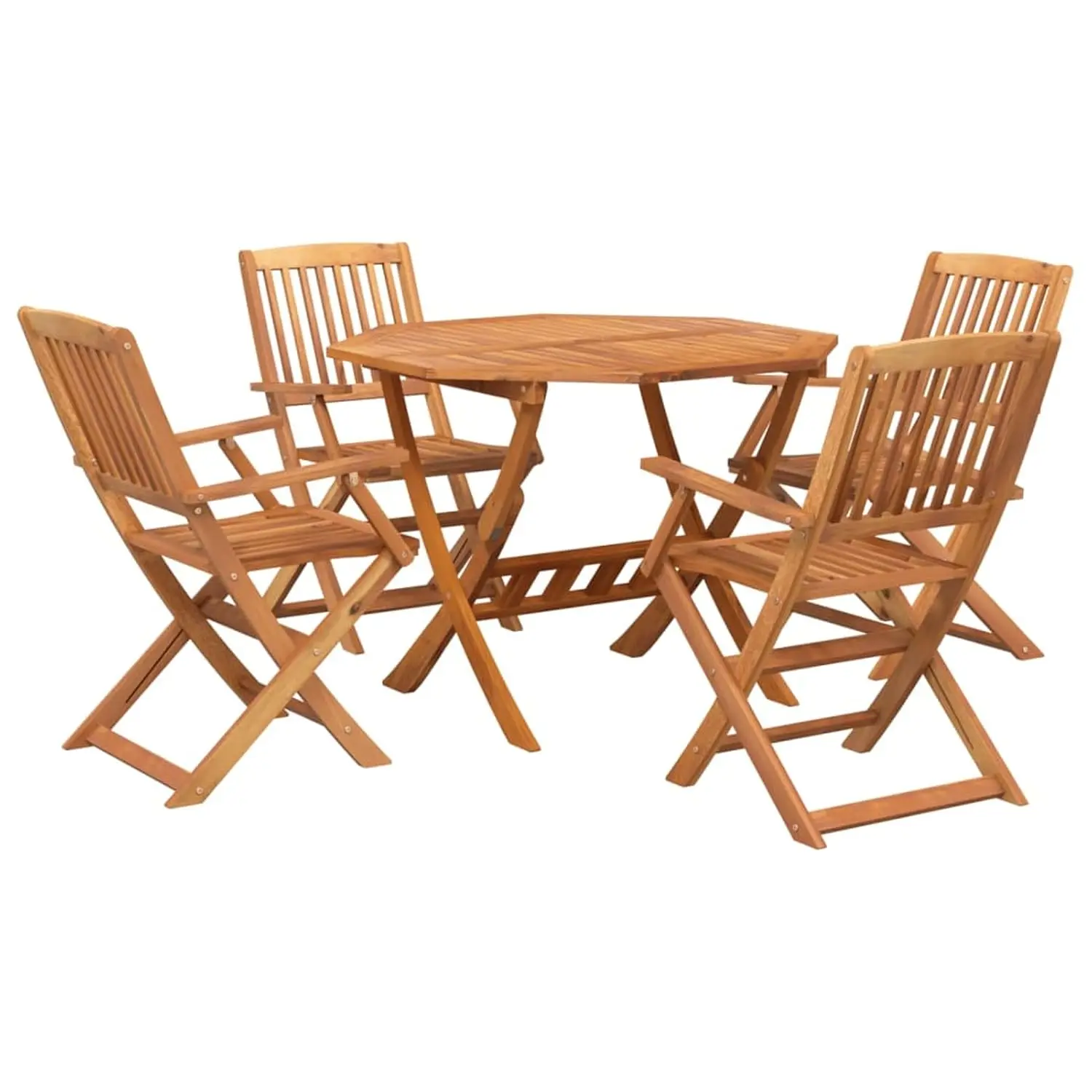 Adjustable Wooden Garden Furniture Set Weatherproof Acacia Table Foldable High Back Chairs Outdoor Patio Balcony, Customized