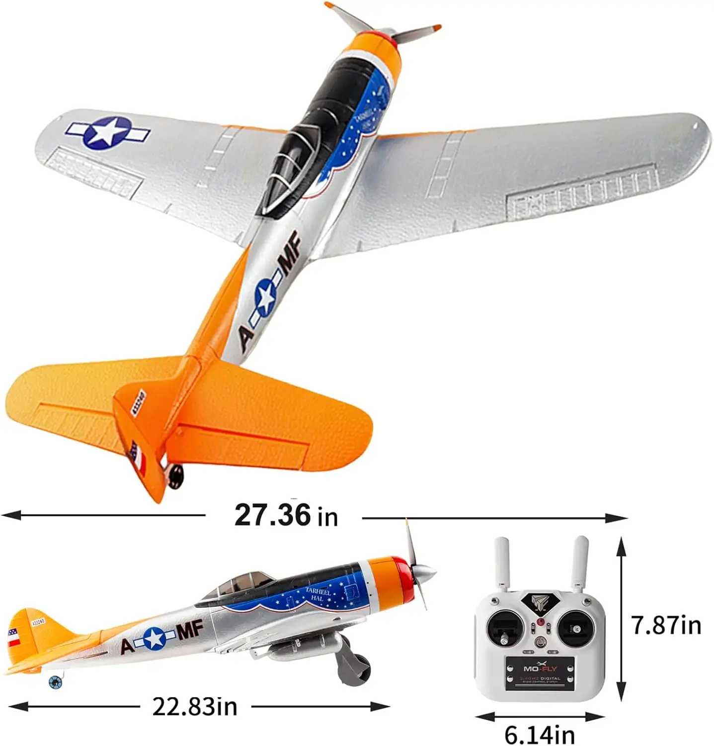 695MM 27.4 Inch P47 P-47 Large Brushless Remote Controlled Plane Airplane for Beginners Adults Expert 4-Channel Hobby RC Glider