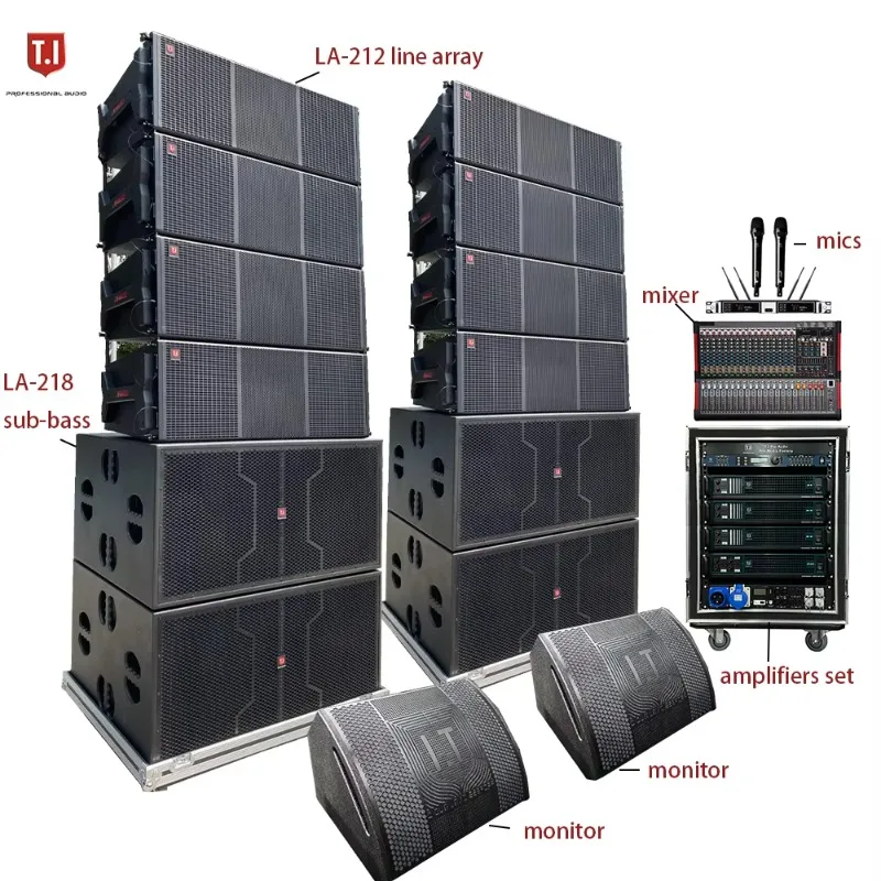 Three Way Dual 12 Inch Waterproof Passive Line Array Speaker, portable audio device for small stage performances