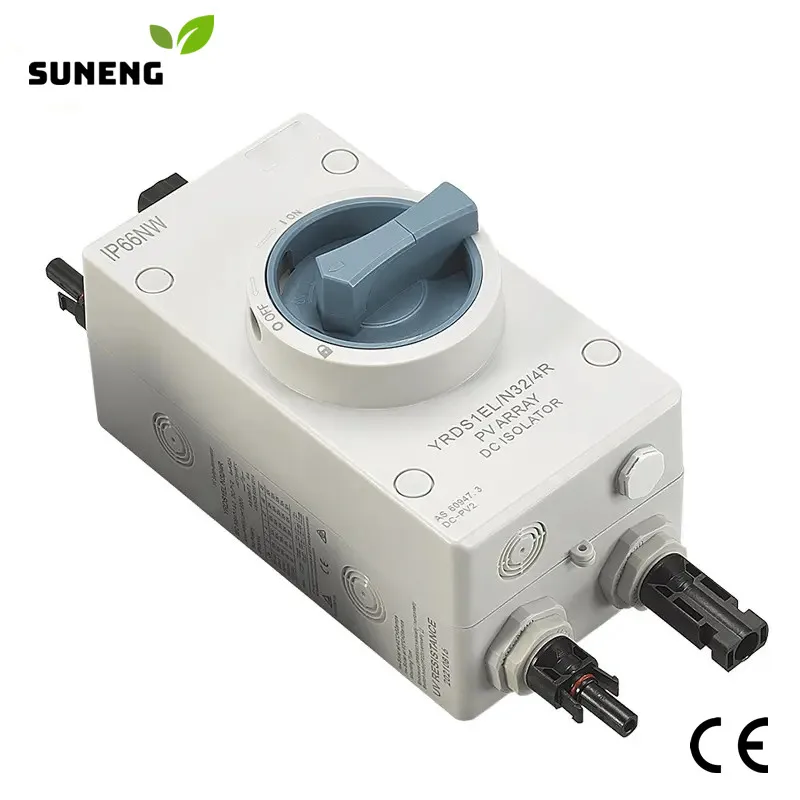 1200VDC 32A DC Isolator Switch Disconnector IP66 Waterproof Solar Electrical Enclosure With 2 Pairs PV Connectors With TUV CE
