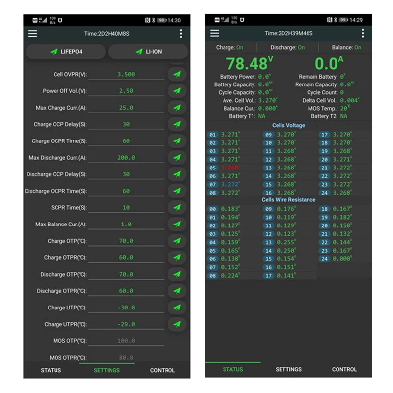 JIKONG Smart BMS with Bluetooth Function 3S 4S 5S 6S 7S 8S 1A/2A Active Balance Lifepo4 Li-ion Protection Board Storage Battery