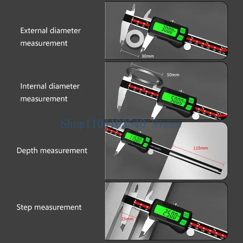 02DC Metal Beam Measuring Tool with LCD Display, Thumb Roller and Locking Screw for Workshop and DIY Measuring Work