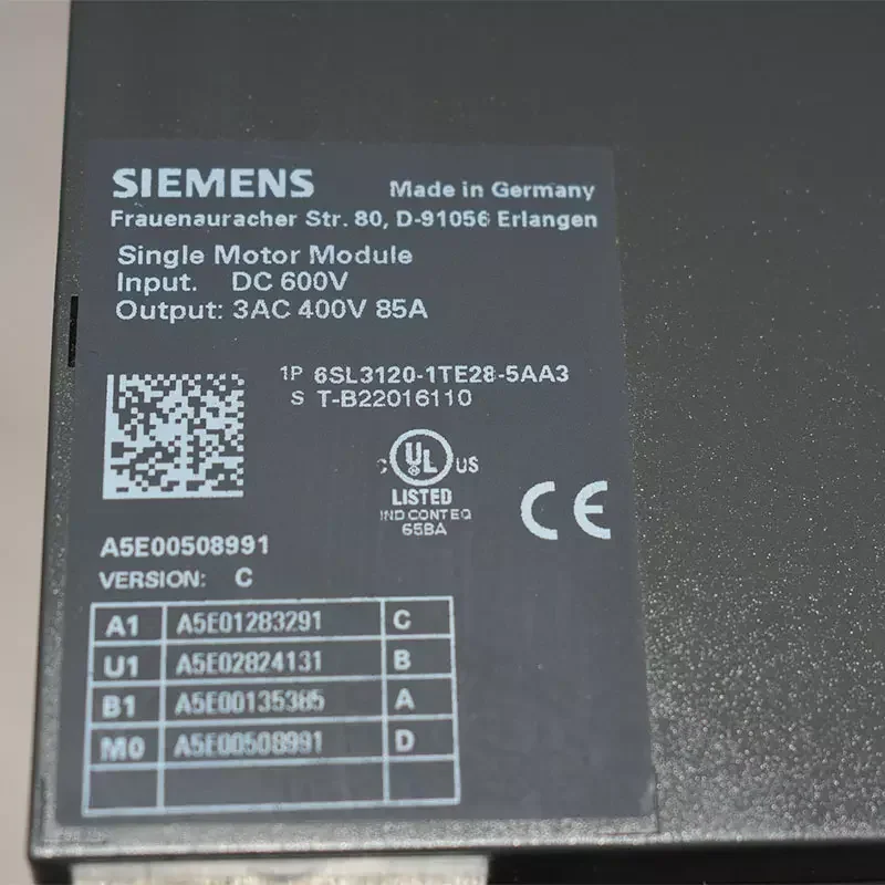 Original 6SL3120-1TE28-5AA3 sortie 85A SINAMICS S120 Module de servomoteur unique DC 600V