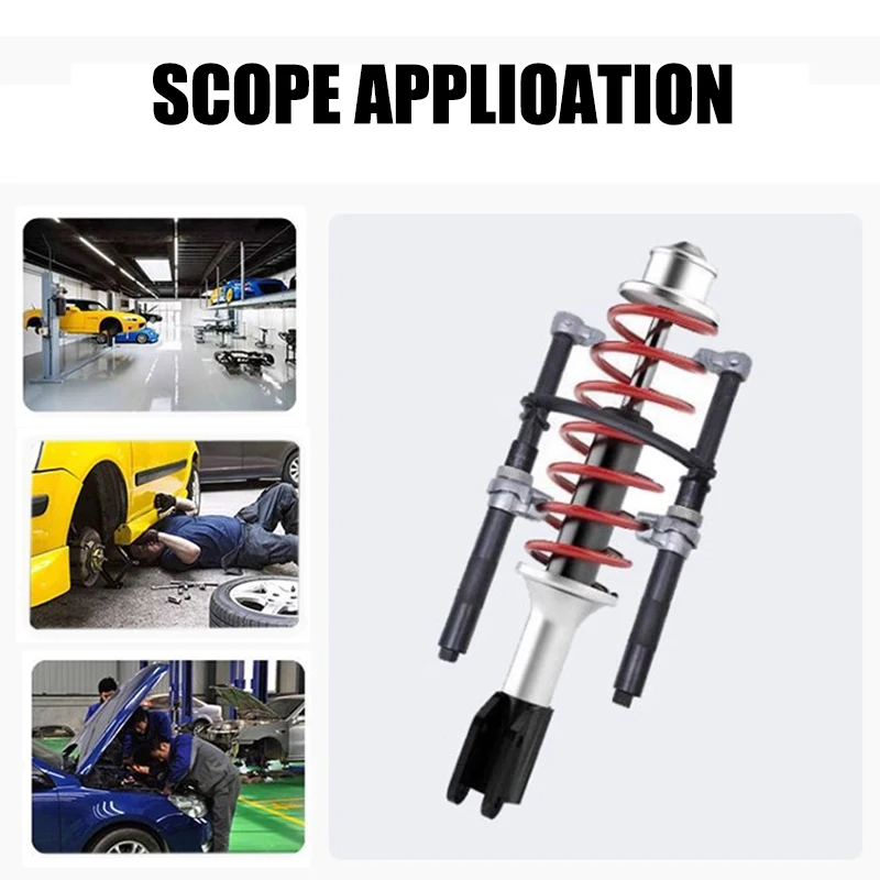 Spring compression tool, shock absorber spring remover, suspension system maintenance tool with safety support bracket