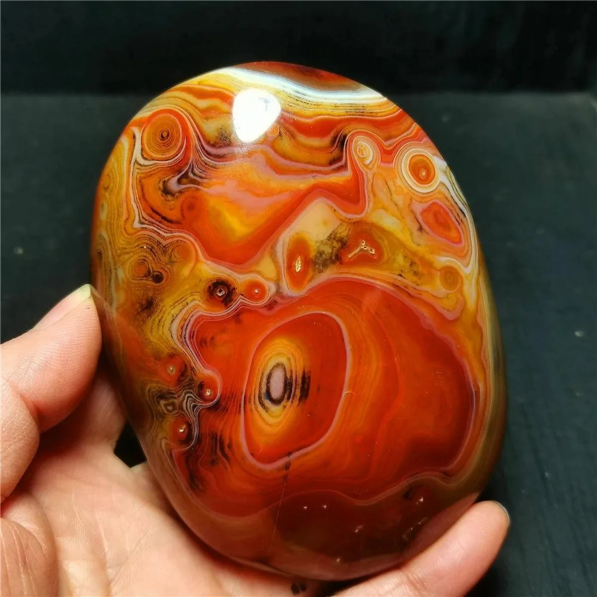 Gift Stone Banded Agate Palm Stone, Tumbled Polished, Earth Mined, Birthday Gift, Natural Stone, Crystal Collection