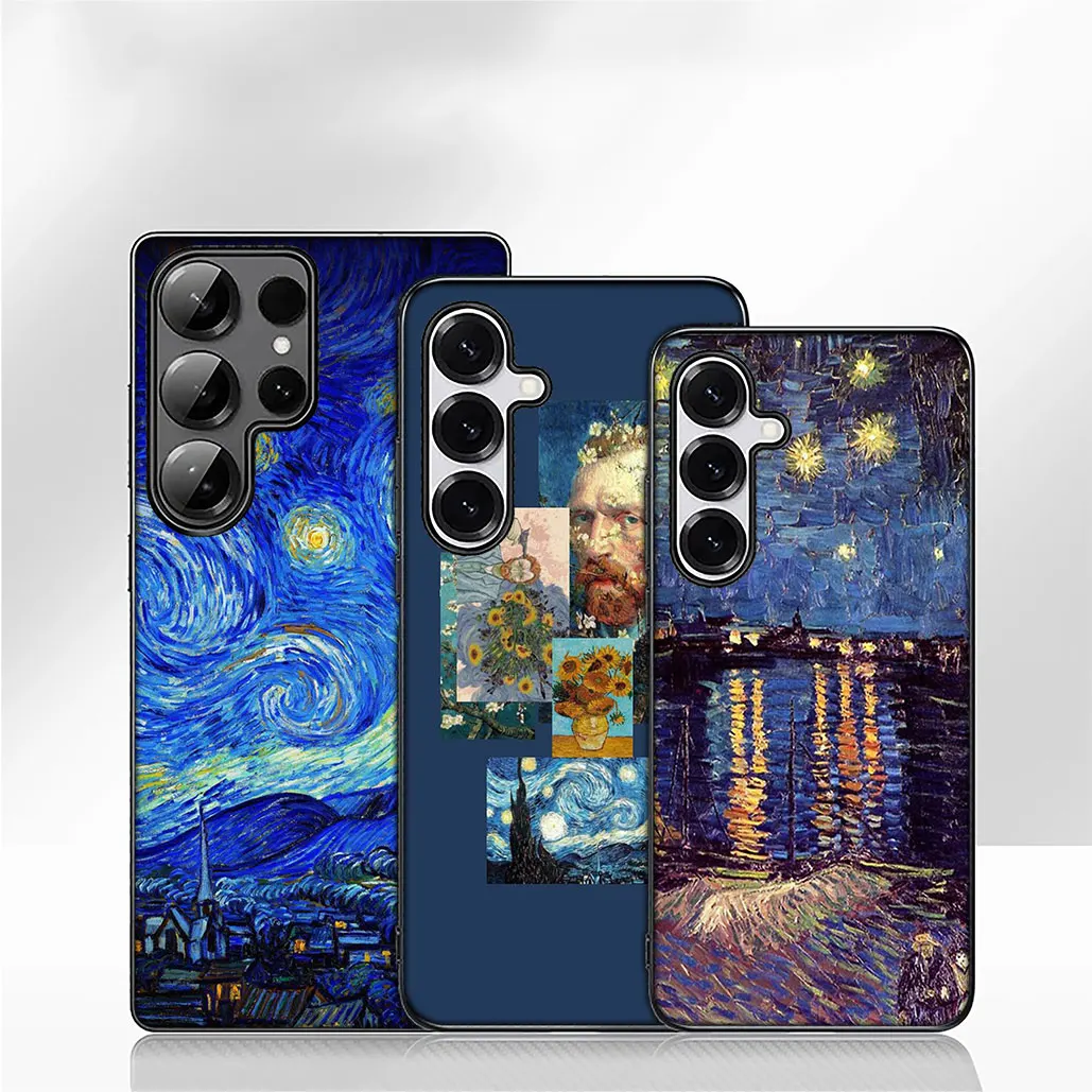 غطاء هاتف لهاتف Xiaomi Redmi Note 14 12 13 ProPlus 13X A4 A3 Pro Plus 12C 13C 14C 4G 5G حافظة ناعمة ليلة مرصعة بالنجوم فان جوخ سكاي آرت #5