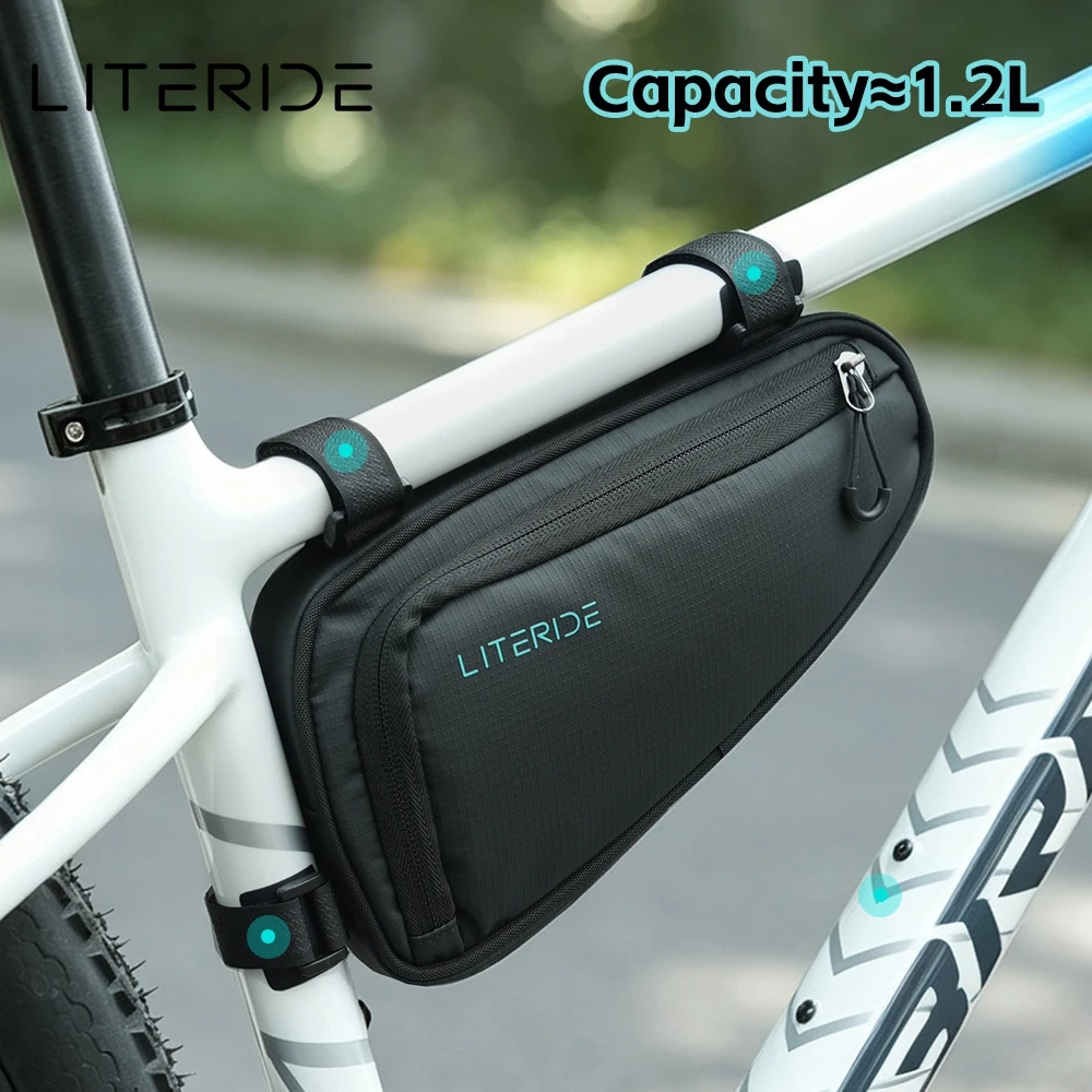 LITERIDE Waterproof Bicycle Triangle Frame Bag, Front Tube Pouch for Mountain Bikes, Cycling Frame Holder Accessory
