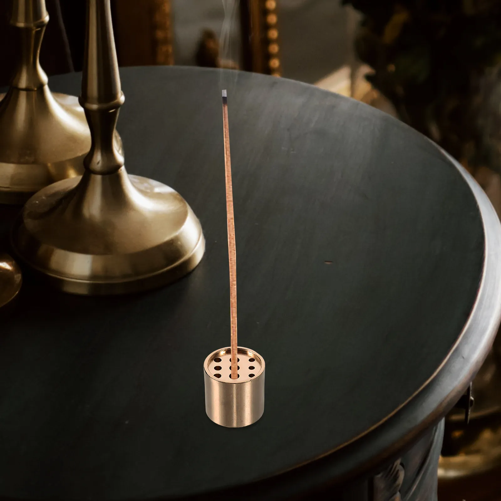 Compact Brass Incense Stick Holder Mini Design with Multiple Airflow Holes Aromatic Air Freshening Desktop Decor Incense Burner