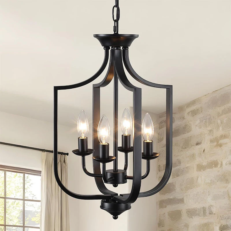

American Retro Branch Pendant Lamp Restaurant Living Room Dining Room Chandelier Light For Foyer Kitchen Light Iron Candle Lamp