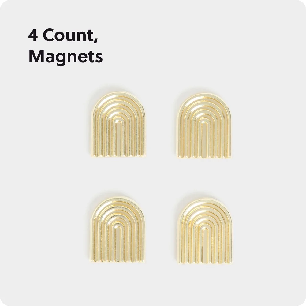 Set of 4 Gold Deco Magnets Stylish Decorative Office Kitchen Accessories Strong Magnetic Backing Photos Notes Reminders