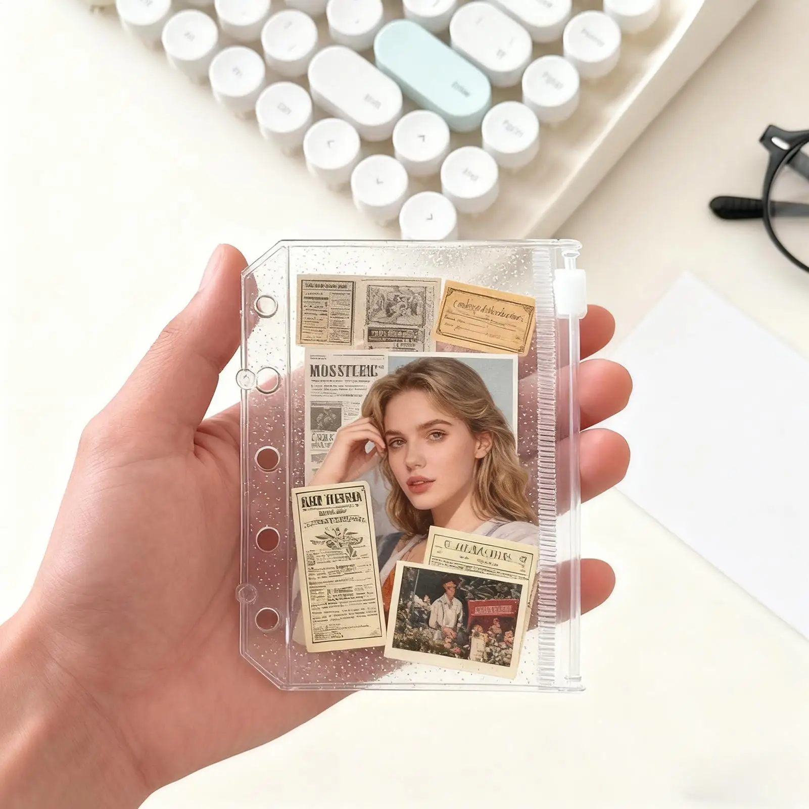 Clear Page Protectors 10 Pieces 5-Ring M5 Zipper Receipt Sleeves Binder Card Sleeves For Professionals Travelers Artists