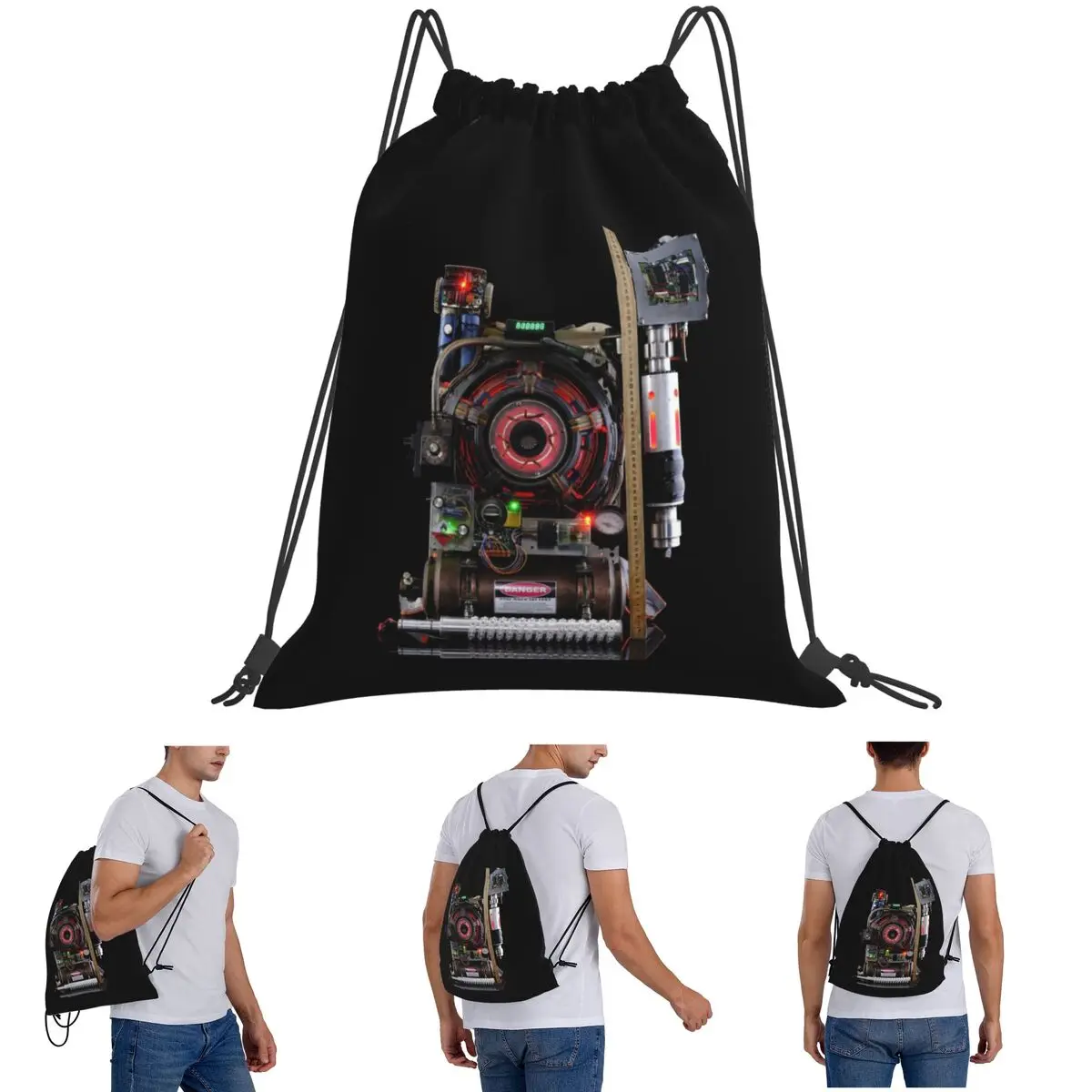 V2 Proton Packs The Ghostbusters Backpacks Casual Drawstring Bundle Pocket Sundries Bag Book Bags for Travel Students