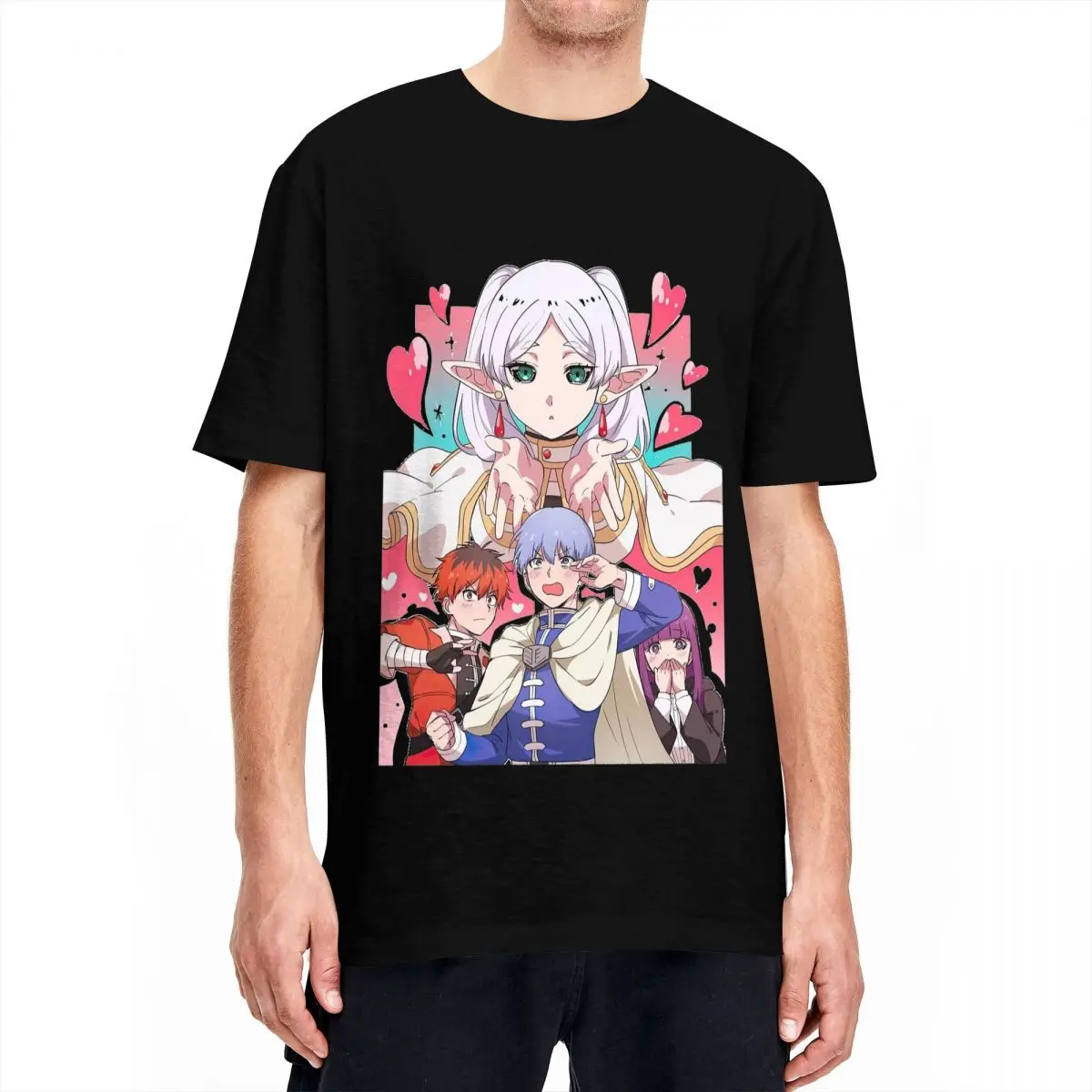 Frieren Anime T-Shirt Unisex 100%Cotton Tops Vintage Sousou Do Not Fry Round Neck Short Sleeve