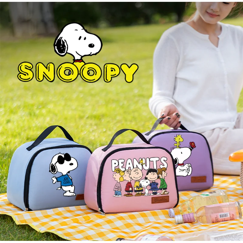 Snoopy Insulated Lunch Bag Anime Print Insulation Bento Pack Aluminum Foil Rice Bags Meal Pack Student Outdoor Portable Handbag