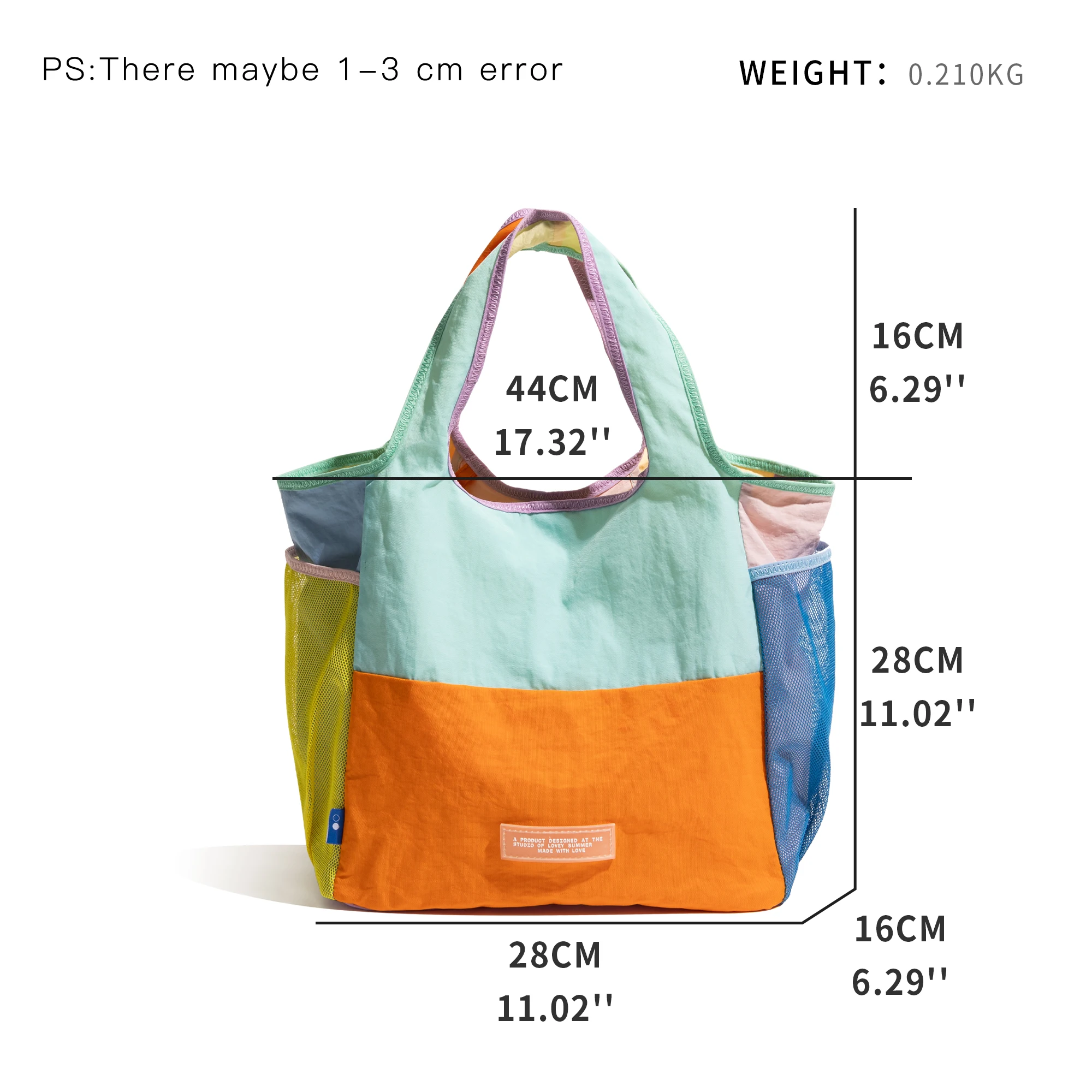 KOKOPEAS Colorful Nylon Woman Tote Handbag Patchwork Lightweight Letter Embroidery Fashion Phone Purse Girl Casual Shopping Bag