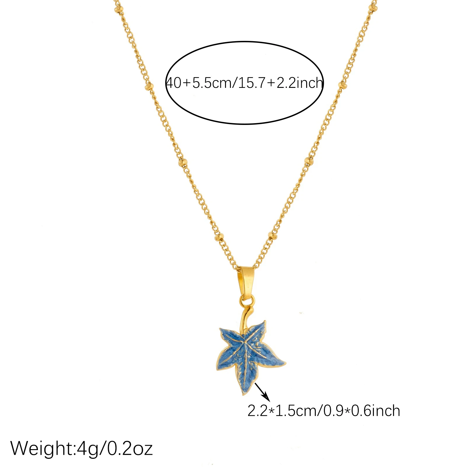 DIEYURO 316L Stainless Steel Minimalist Blue Maple Leaf Pendant Necklace For Women Simple Fashion Neck Chain Jewelry Glamorous