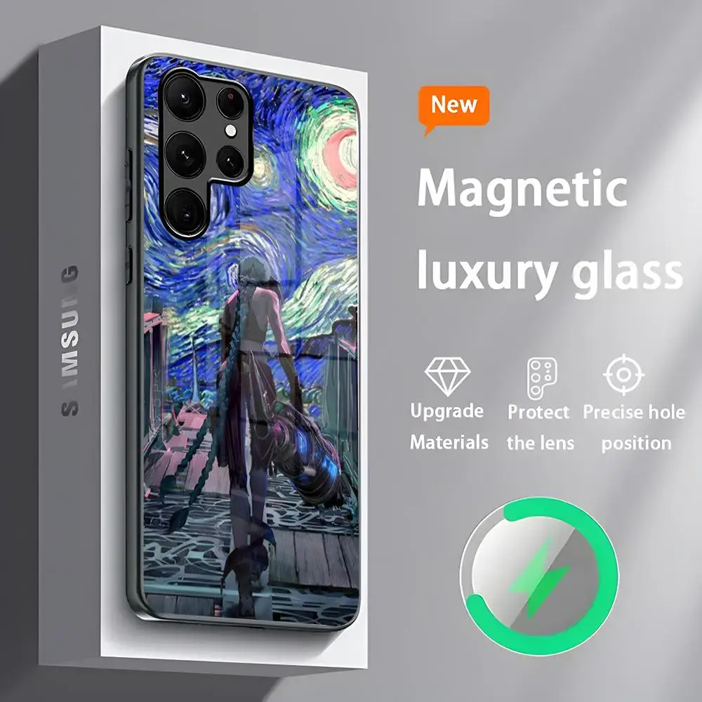 Jinx Arcane Phone Case S24 Ultra Cases Celulares For Samsung S24 S23 S22 S21 S20 Plus Ultra Note20 Glass Magnetic Phone Case