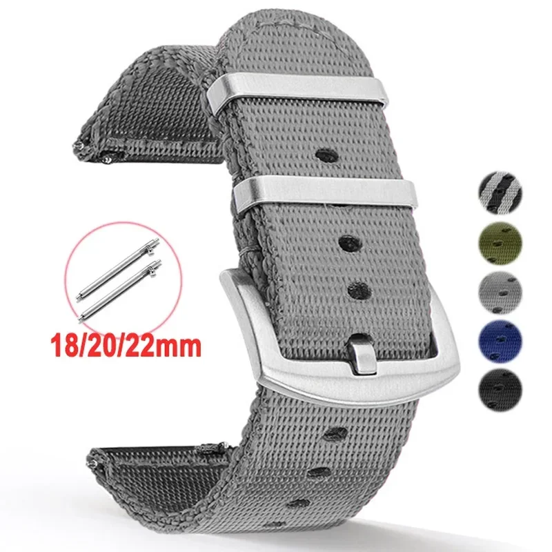 Canvas Nylon Strap for Samsung Galaxy Watch 4 5 40mm 44mm Classic 42mm 46mm Belt for Huawei Watch Band 22mm 20mm 18mm Bracelet