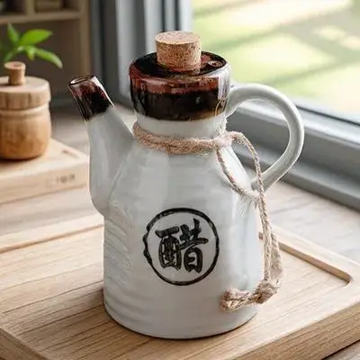 زجاجة بهار سيراميك على الطراز الياباني، وعاء زيت مقاوم للتآكل، مقاوم لدرجات الحرارة العالية، سهل التنظيف، مستلزمات المطبخ