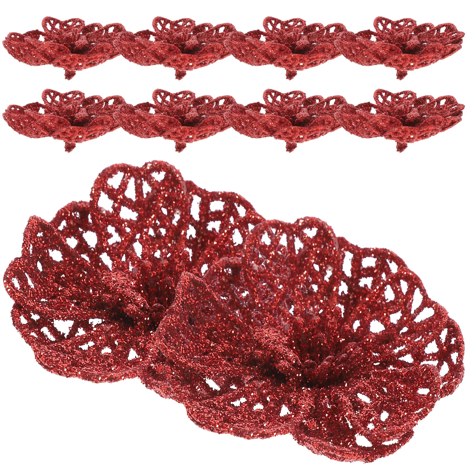 

10 Pcs Christmas Wicker Flower Ideal for Decorating Small Christms Tree Decorations Artificial Flowers Easy to Use