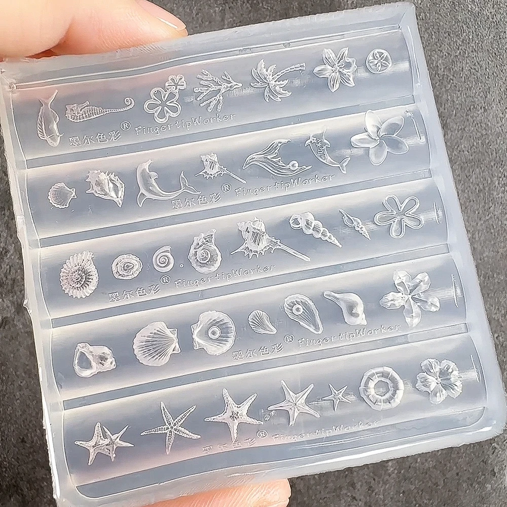 1 قطعة ثلاثية الأبعاد نجم البحر قذيفة زهرة دولفين مسمار قالب من السيليكون لينة ختم لوحات DIY بها بنفسك اليدوية أداة المحيط محارة قالب أدوات مانيكير
