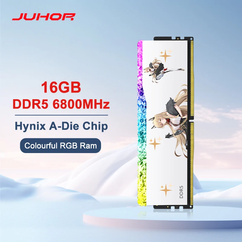 JUHOR Memoria Ram RGB DDR5 16GB 6400MHz  6800MHz 16GBx2pcs  UDIMM Desktop UDIMMRAM PC Computer Memory Hynix Chip