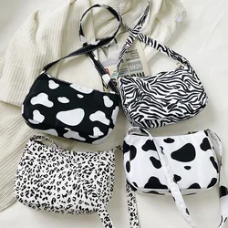 Borsa da donna Fashion Design Retro Cow Zebra Leopard Printing borsa ascellare a tracolla Casual Ladies Small Purse Shopper Handbags