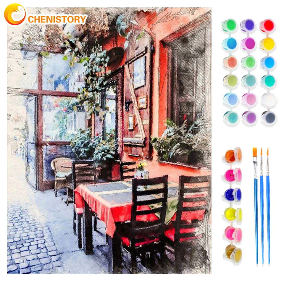 

CHENISTORY 40x30cm Coloring Out By Number Abstract Landscape Drawing On Canvas HandPainted Gift Picture Kits Home Decoration