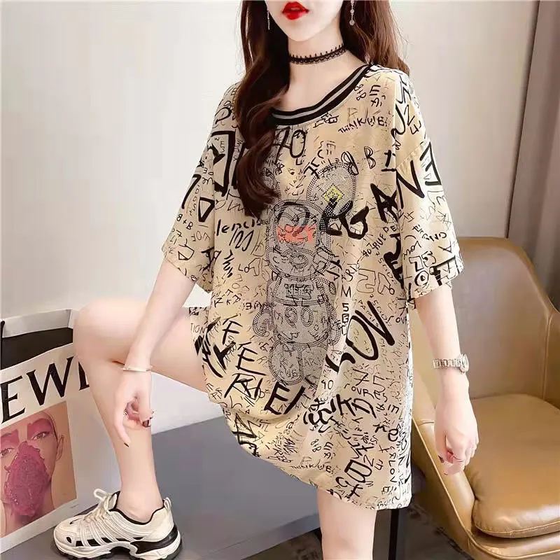 Women Print  T Shirt 2024 Summer Lady Long Sleeve Hollow Out Sexy Streetwear Harajuku Top