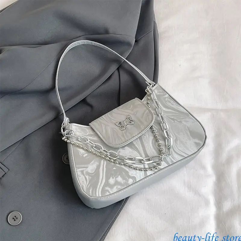 

Stylish Retro PU Leather Underarm Bag for Women Korean Handbag with Butterfly Accent Korean Fashion Shoulder Purse 517D