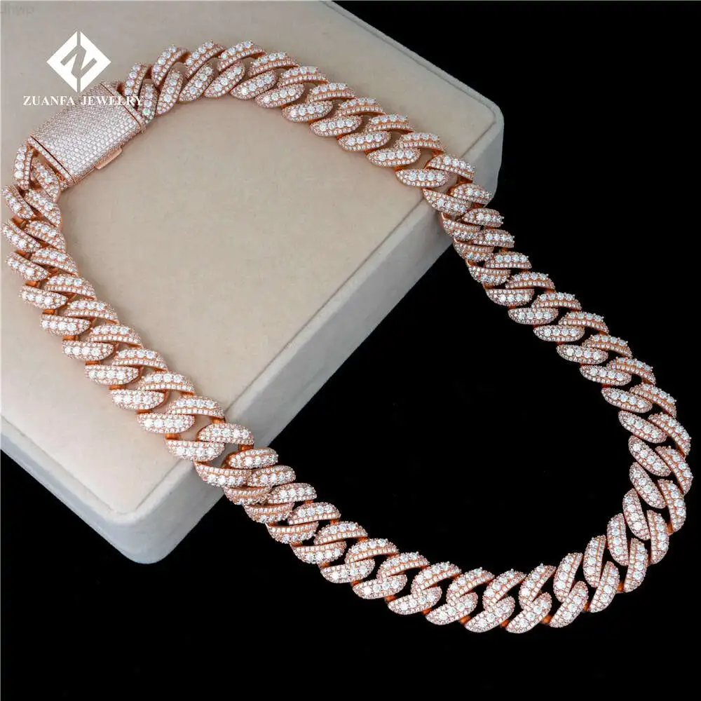 Pass Diamond Tester 20mm 925 Silver Vvs Moissanite Diamond Custom Hip Hop Jewelry Iced Out Cuban Link Chain Initial Necklace