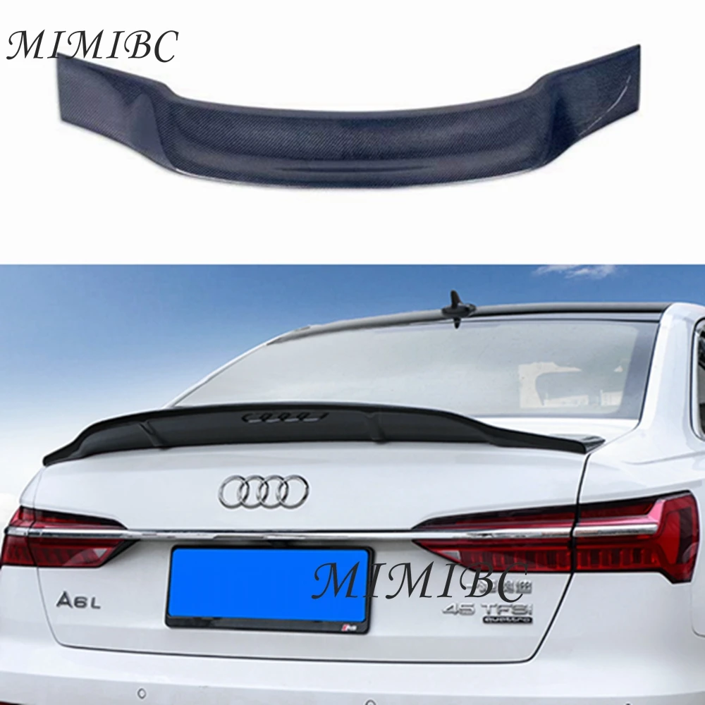 

FOR AUDI A6 C8 Sedan R Style Carbon Fiber FRP unpainted Glossy black Forged carbon Rear Spoiler 2019-2022 Trunk Wing