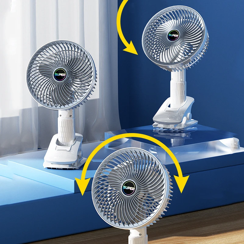 Ventilador Portátil USB Recarregável, Ventiladores Elétricos Sem Fio, Ventilador de Mão, Circulador, Ventilador de Refrigeração para Camping, Desktop, Escritório, 3 Engrenagens