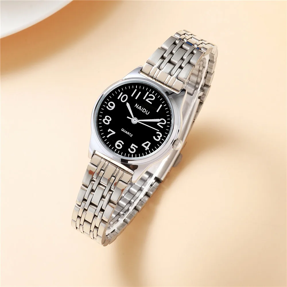 Women's Luxury Small Round Dial Quartz Steel Wristwatch