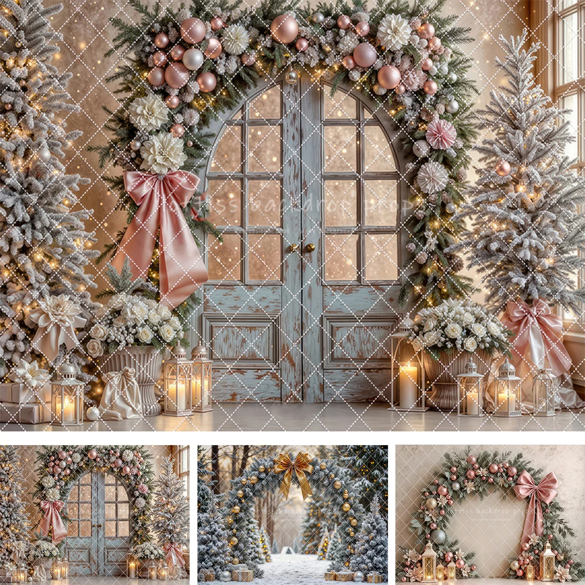 

Рождественские и зимние золотые фоны с бантиками в стране чудес для детей и взрослых, детские декорации для фотосессии, рождественские елки, фоны