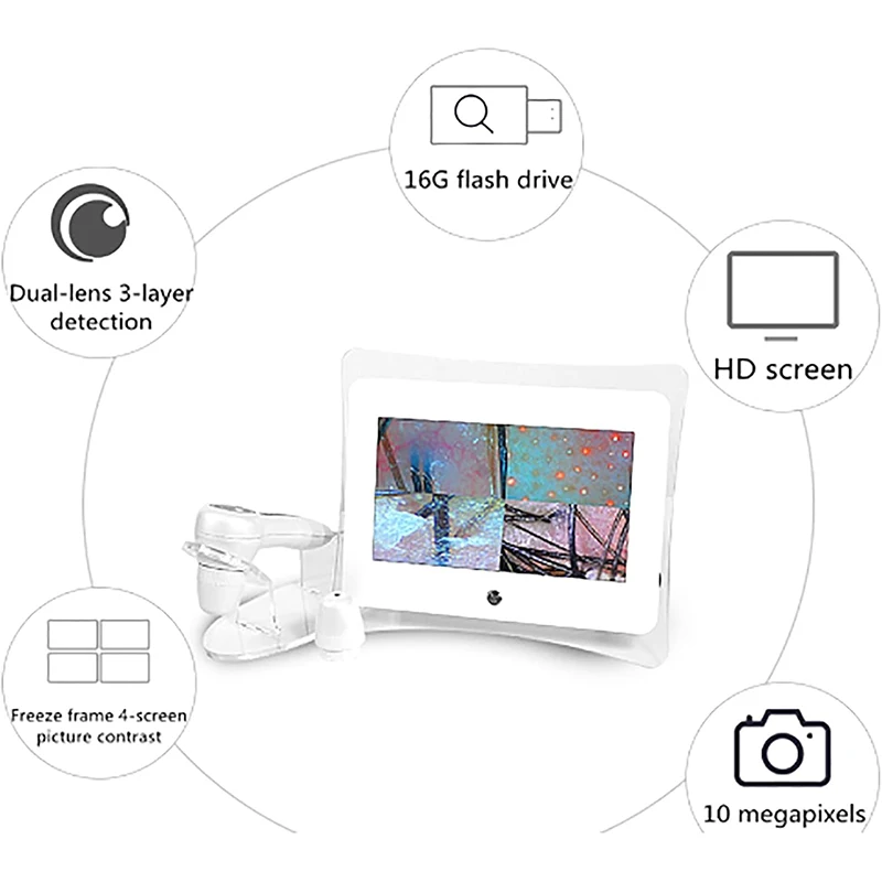 Skin Diagnosis Hair Analyzer, 4 Análise Perspectiva Espectral, 50X-200X Ampliação para Casa, Spa, 11"