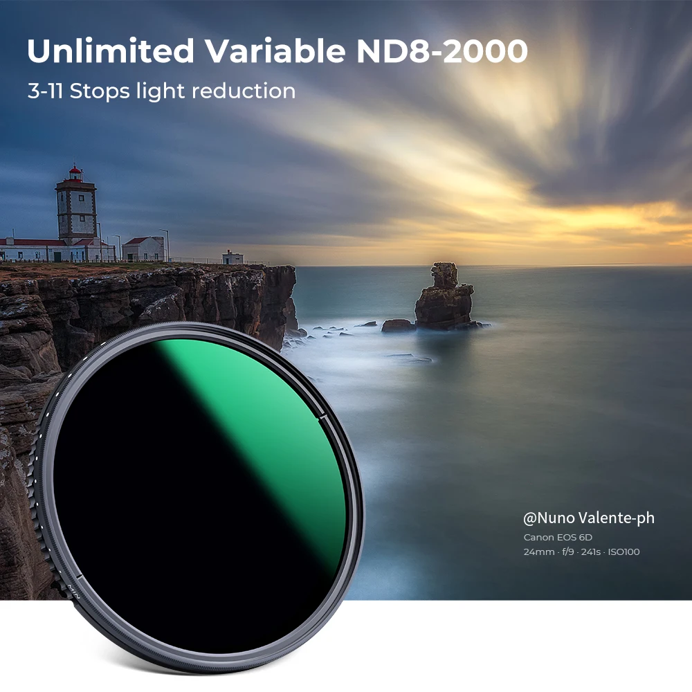 K&F Concept ND8-ND2000 Variable ND Filter 37-82mm Adjustable Neutral Density Camera Lens Filter Waterproof 28 Layer Coatings