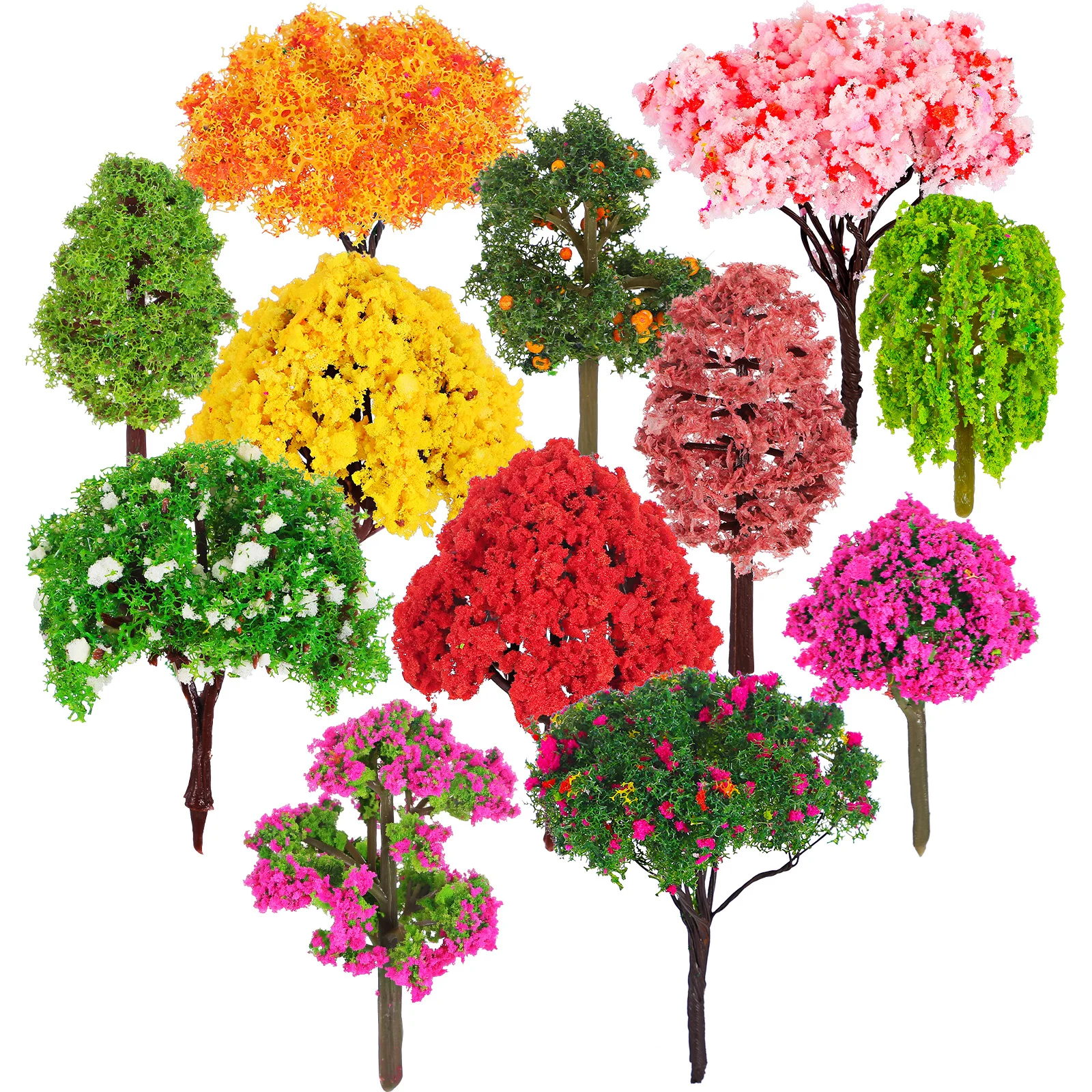 

12Pcs Decorative Fake Tree Set Natural Look Mini Trees for Railway Layouts Micro Garden Crafts Science Exploration Home