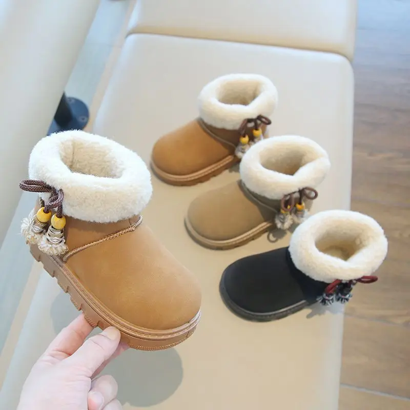 Sepatu Bot Salju Anak Gaya Etnik Musim Dingin 2025, Nyaman Anti Selip, Sepatu Bot Pendek Berumbai untuk Anak Perempuan, Retro Serbaguna, Sepatu Katun Anak