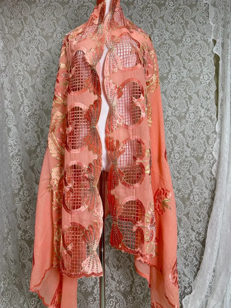 2026 Neuer Afrikanischer Islamischer Damen-Schal Modischer Pashmina-Turban Gebetstuch 100% Baumwolle Bestickter Schal Muslimischer Party-Hijab für Damen – Detail 11
