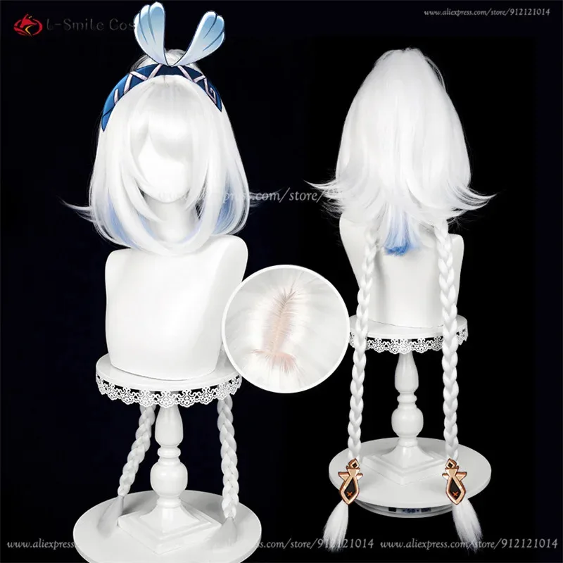 

Mu눈 Косплей Парик 110 см Длинные Плетеные Белые Синие Смешанные Парики Meztli Muinaa Аниме Косплей Парики Термостойкие Синтетические Волосы