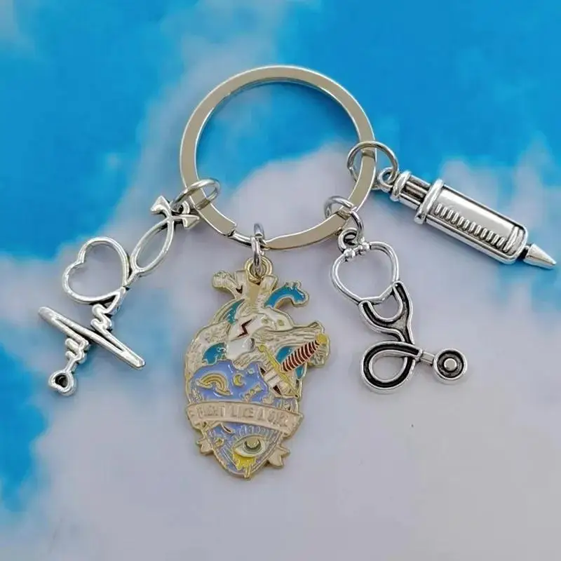 Anatomie-Schlüsselanhänger aus Legierung mit Herz- und Lungenmotiv, Arzt- und Krankenschwester-Taschenanhänger, Schmuck, Geschenke, Dekoration – Detail 5