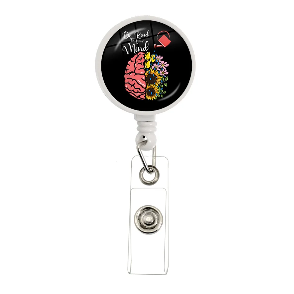 Creative Life Badge Reel Clip Scroll Mental Health ID Holder Brooch Psychotherapist Gift Badge Holder